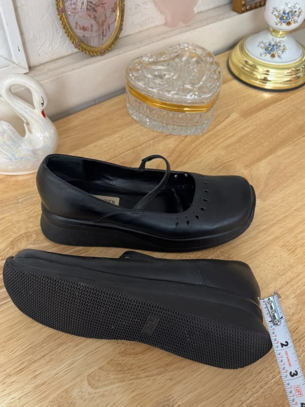 Y2K Steve Madden Black Leather Mary Jane Platforms Size 9.5 🖤✨
